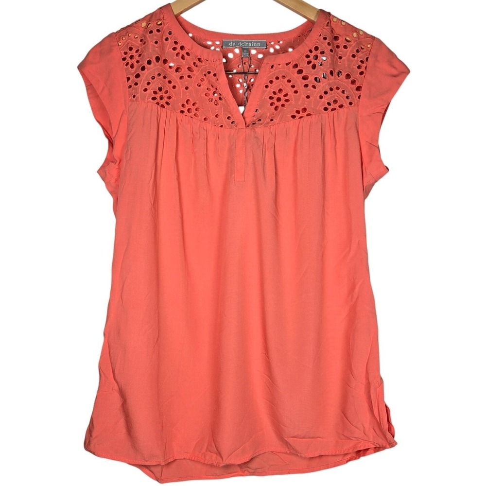 Daniel Rainn‎ Kiara Notch Neck Eyelet Detail Top XS NWT